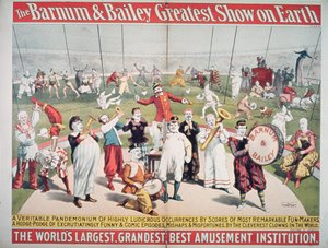 Cartaz anunciando o maior show de Barnum e Bailey na Terra